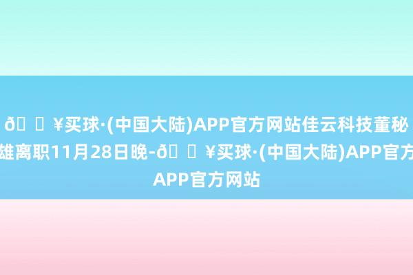 🔥买球·(中国大陆)APP官方网站佳云科技董秘刘超雄离职11月28日晚-🔥买球·(中国大陆)APP官方网站